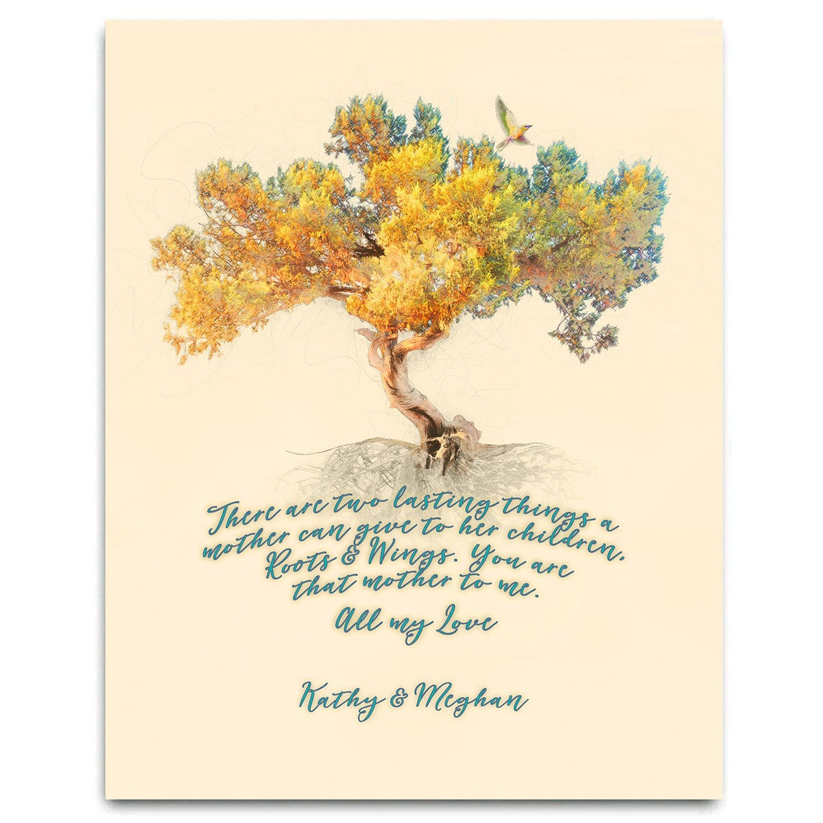 Personal-Prints art 11"x14" Block Mount Roots and Wings - A Mother's Gift