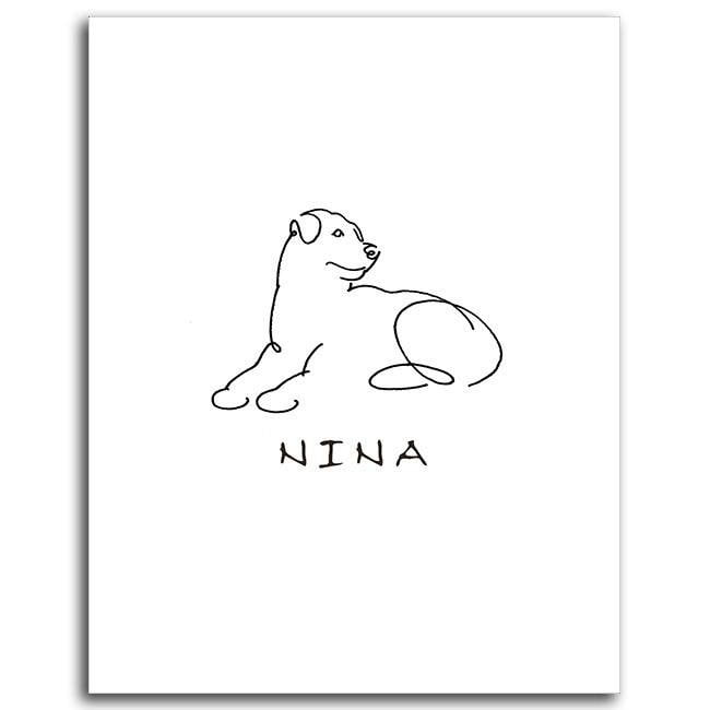 Personal-Prints art 6"x8" Mini Block Mount Rottweiler Line Drawing