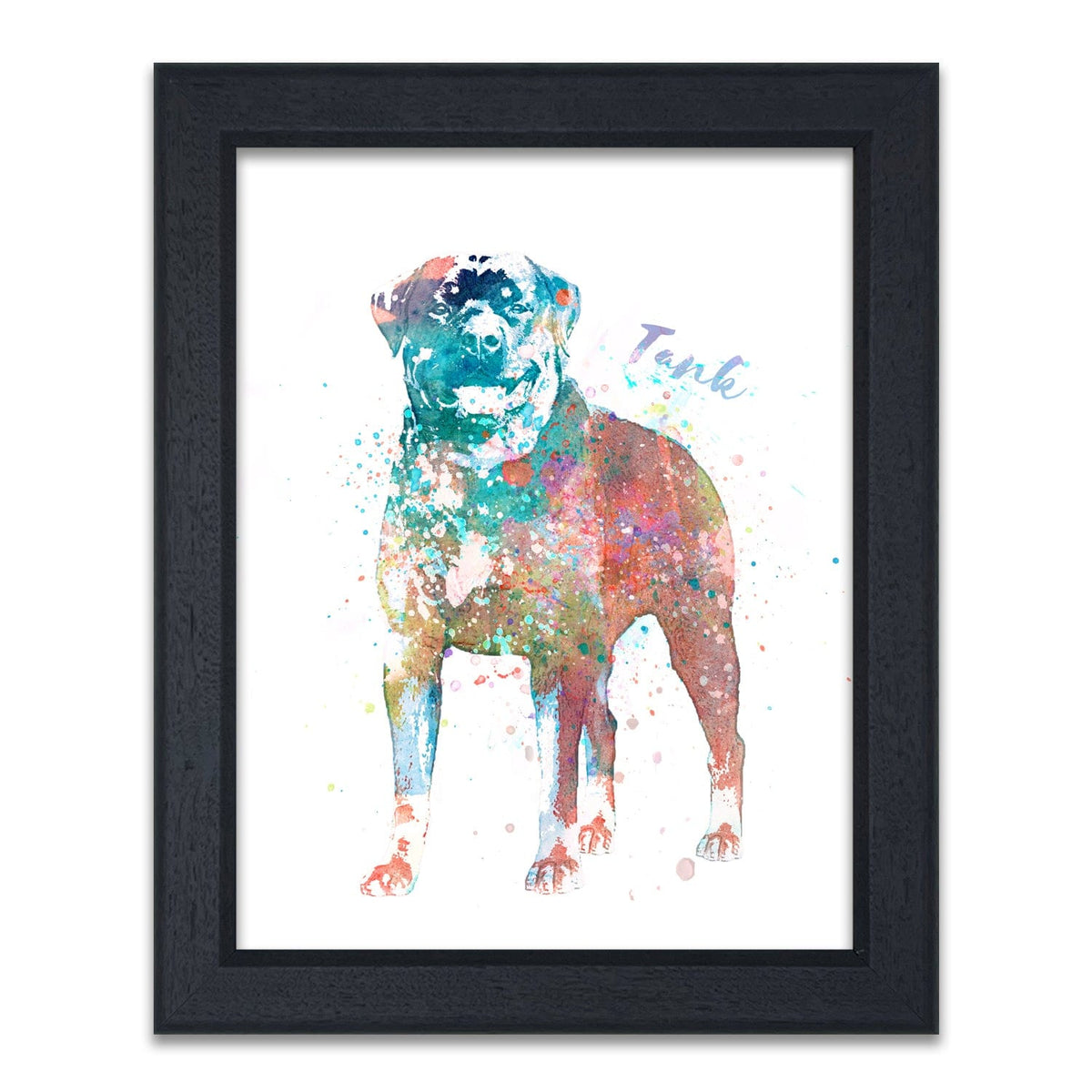 Personal-Prints art 14"x17" Under Glass Rottweiler Watercolor Print