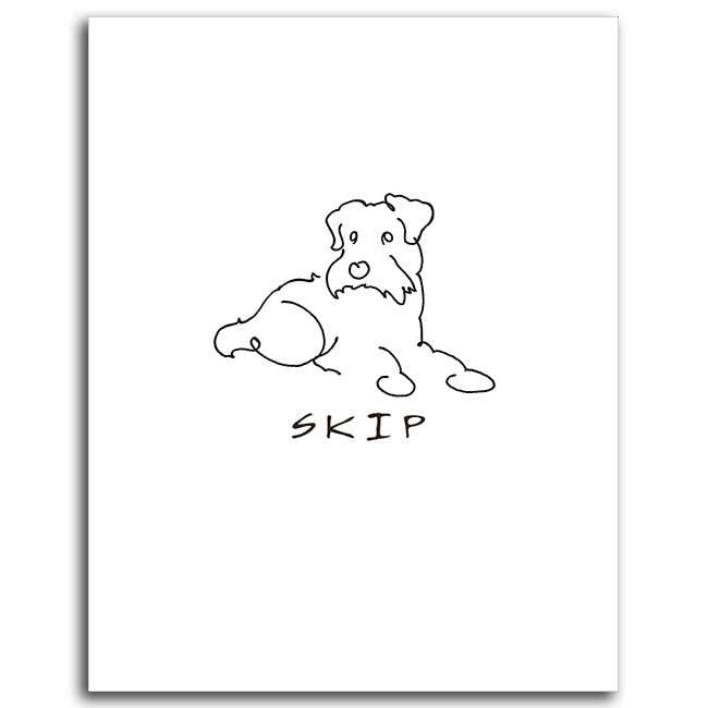 Personal-Prints art 6"x8" Mini Block Mount Scottish Terrier Line Art
