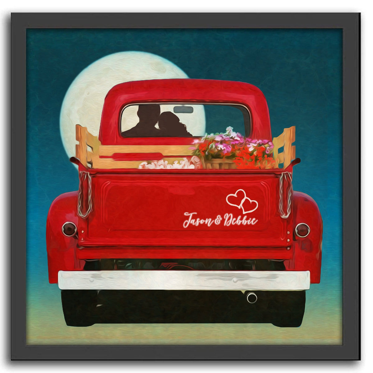 Personal-Prints art 15"x15" Framed Canvas Sharing The Moon