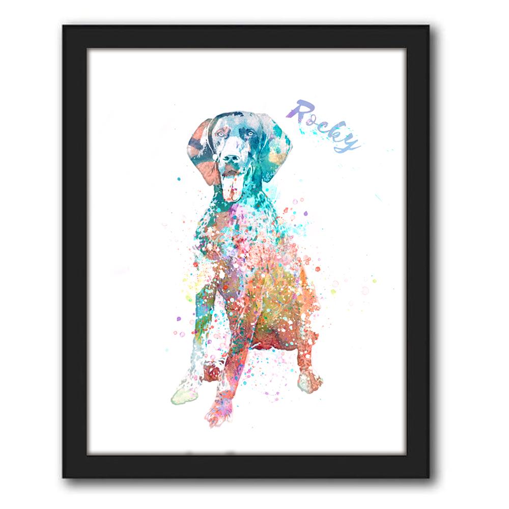 Personal-Prints art 12.5"x15.5" Framed Canvas Shorthaired Pointer Watercolor Print
