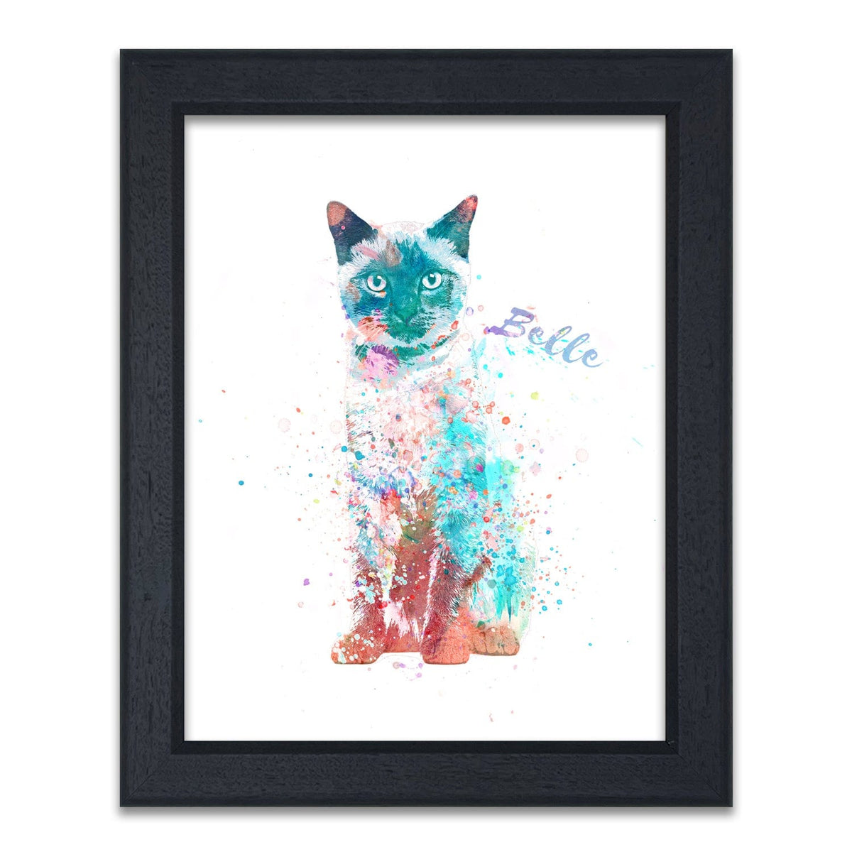 Personal-Prints art 14"x17" Under Glass Siamese Cat Watercolor Print