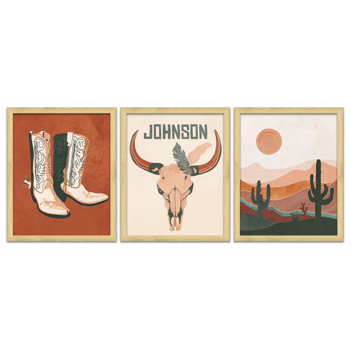 Personal-Prints art 12.5"x15.5" Framed Canvas (3) Southwest Desert Print Set
