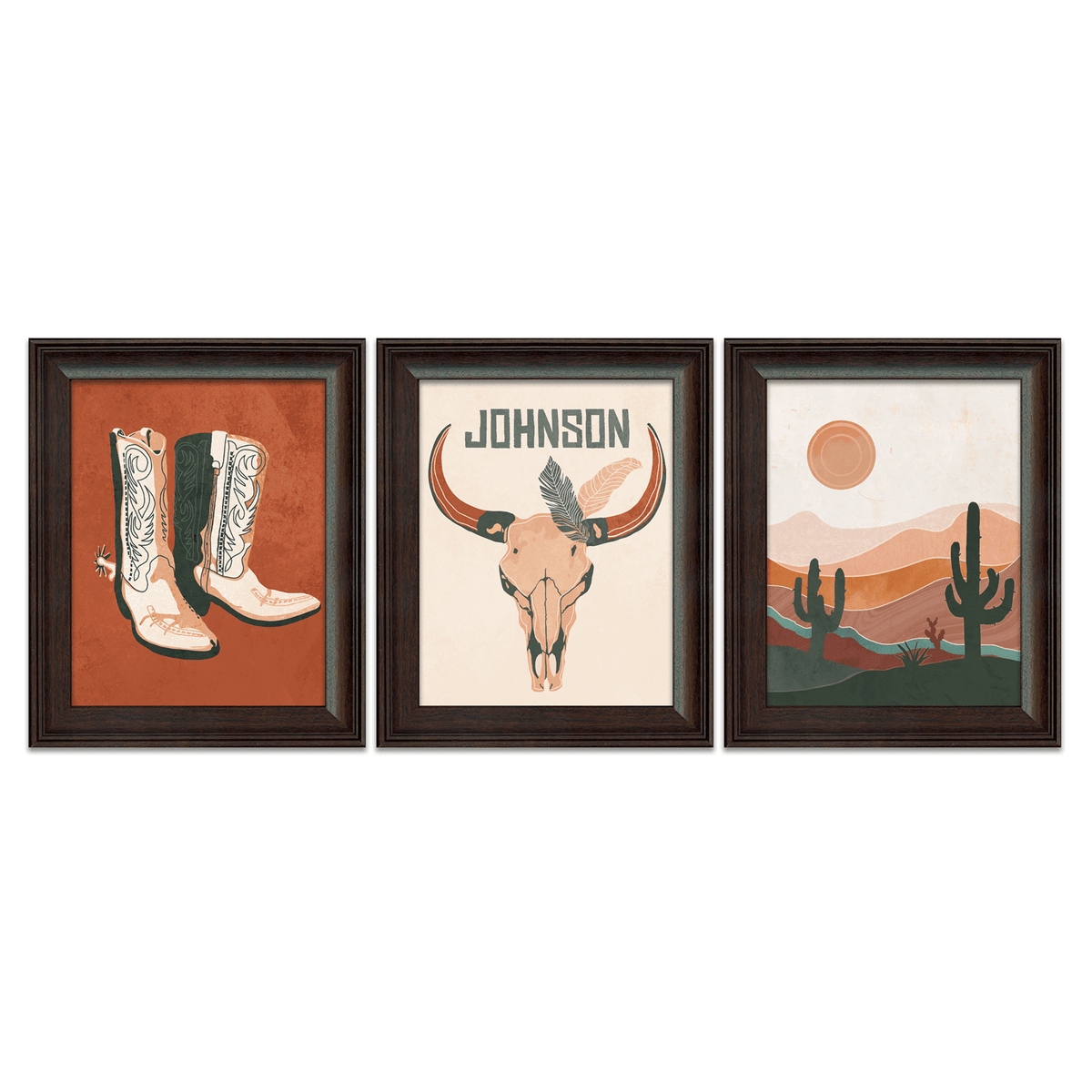 Personal-Prints art 14"x17" Framed Under Glass (3) Southwest Desert Print Set