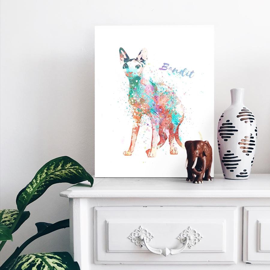 Personal-Prints art Sphynx Cat Watercolor Print