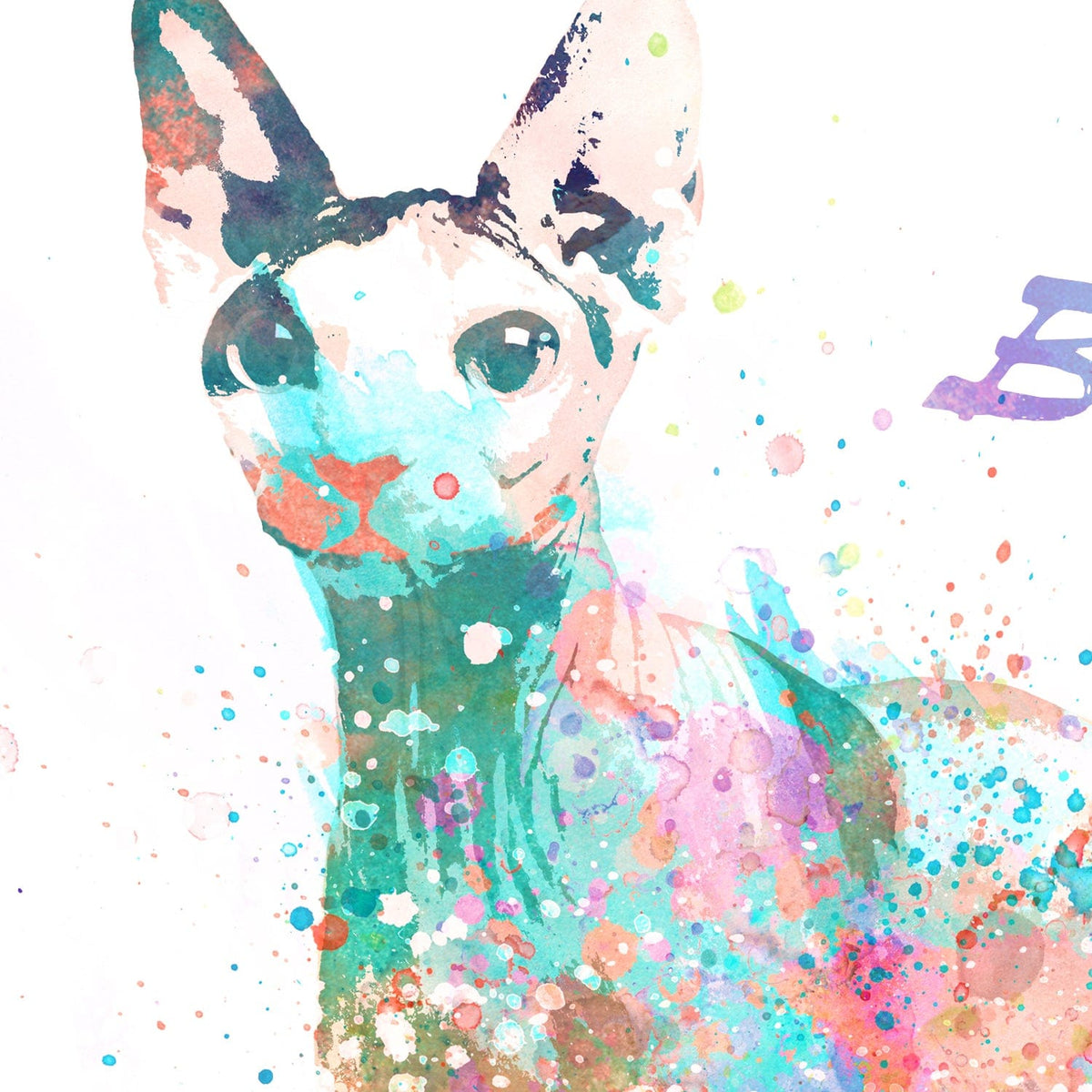 Personal-Prints art Sphynx Cat Watercolor Print