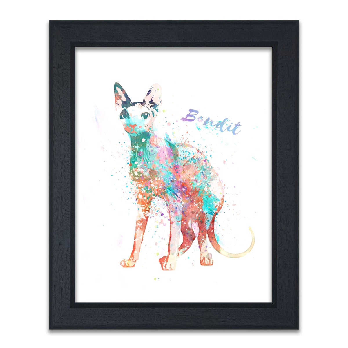 Personal-Prints art 14"x17" Under Glass Sphynx Cat Watercolor Print
