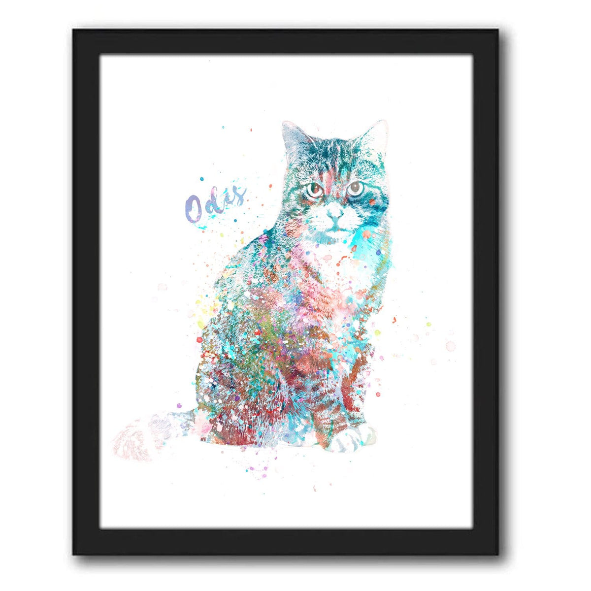 Personal-Prints art 12.5"x15.5" Framed Canvas Tabby Cat Watercolor Print