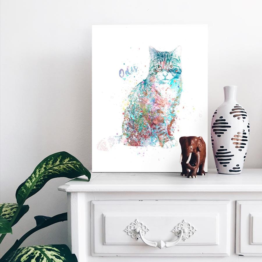 Personal-Prints art Tabby Cat Watercolor Print