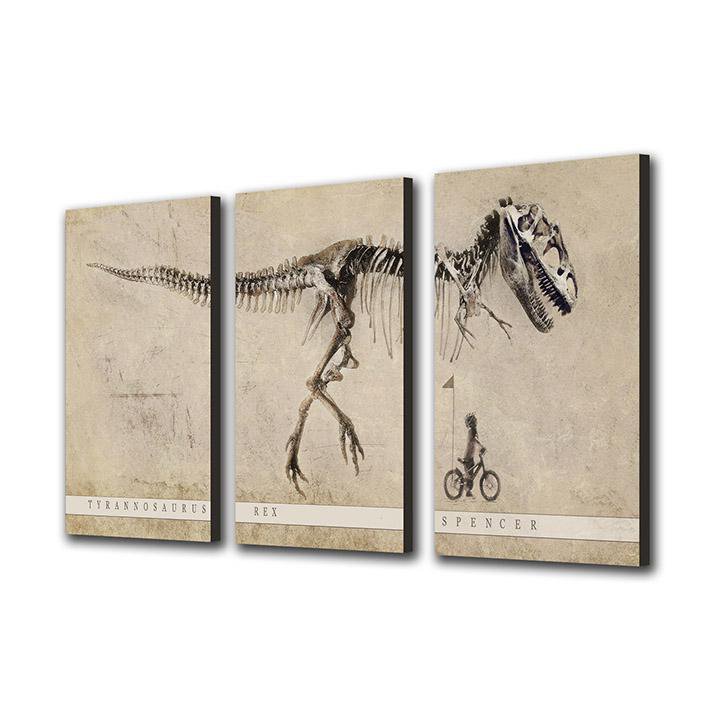 Personal-Prints art 11” x 14” Triptych (3’ wide display) The Dinosaur and Me