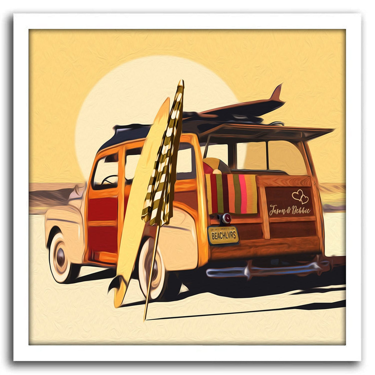 Personal-Prints art 14"x14" Framed Canvas Together on the Surf