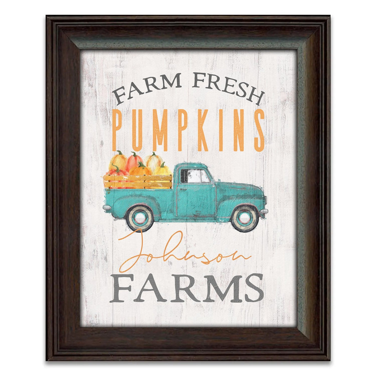 Personal-Prints art 14"x17" Framed Under Glass Vintage Farm Fresh Pumpkins Sign