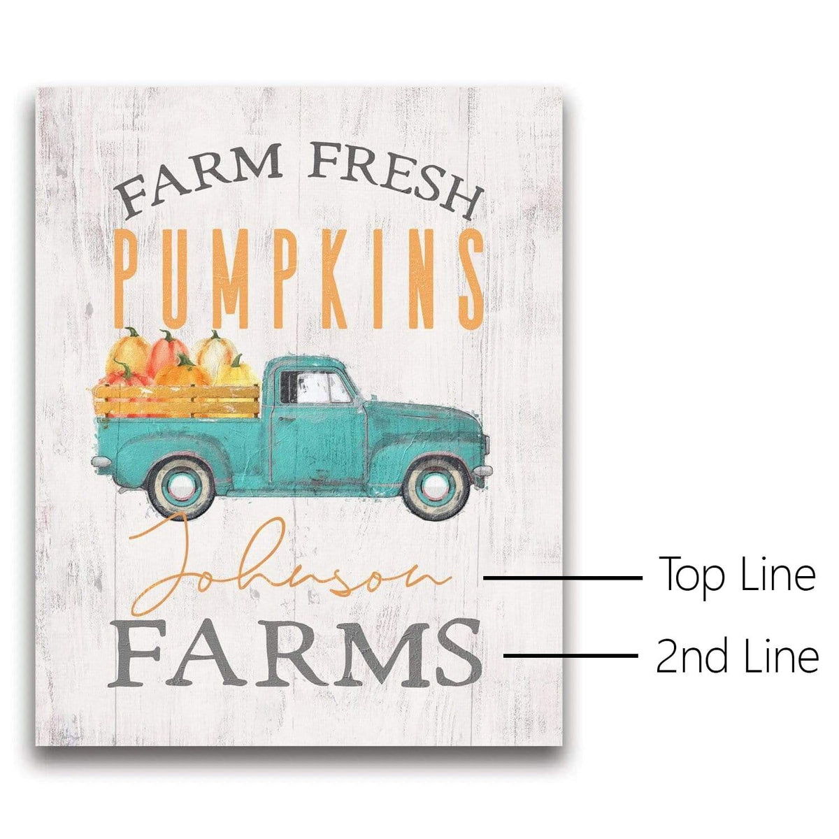 Personal-Prints art 6"x8" Mini Block Mount Vintage Farm Fresh Pumpkins Sign