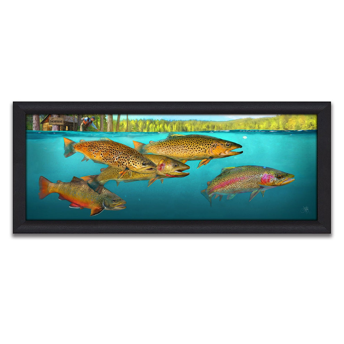 Personal-Prints art 13.5"x32.5" Framed Canvas Wild Trout - Personalized Art Gift