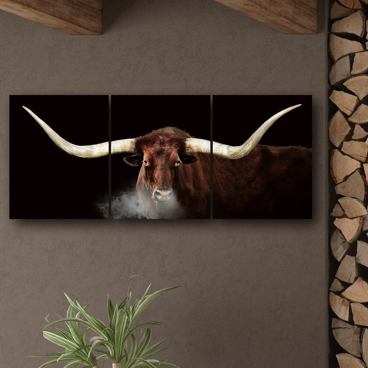 Personal-Prints art 16"x20" (Set of 3 Panels) Winter Longhorn - Triptych