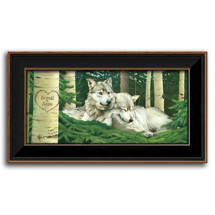 Personal-Prints art 10"x17.5" Framed Canvas Wolves Personalized Art