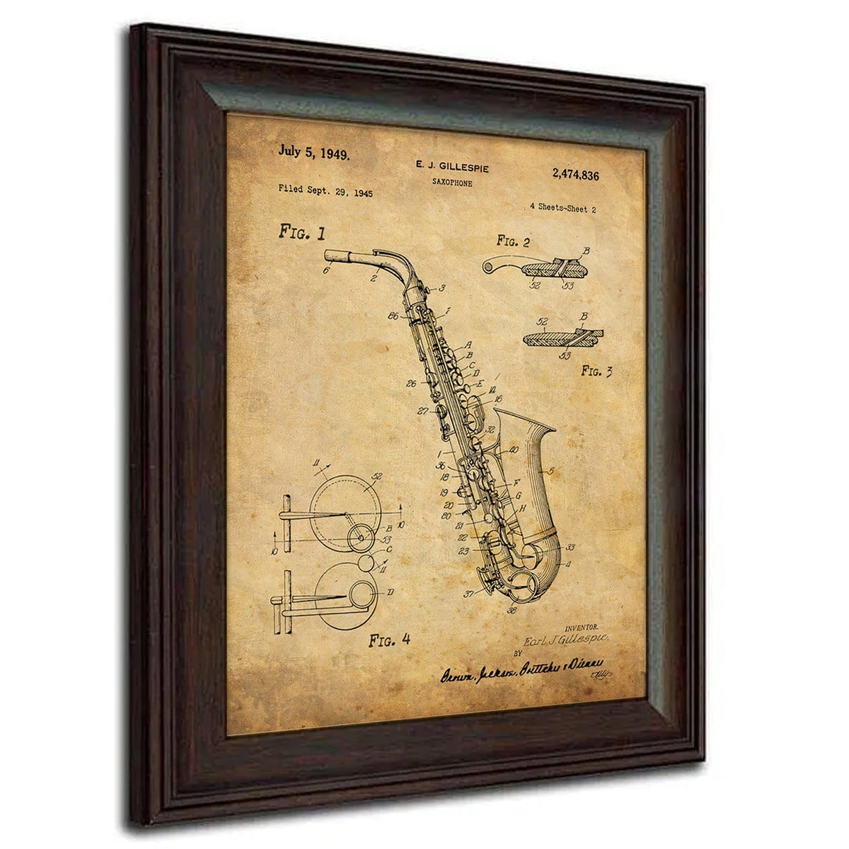 Personal-Prints art Saxaphone Woodwind Instruments - Patent Art