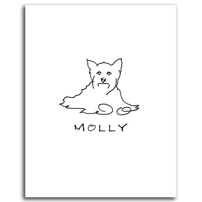 Personal-Prints art 6"x8" Mini Block Mount Yorkie Terrier Line Art