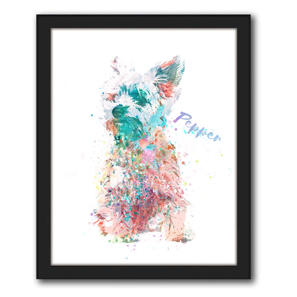 Personal-Prints art 12.5"x15.5" Framed Canvas Yorkshire Terrier Watercolor Print