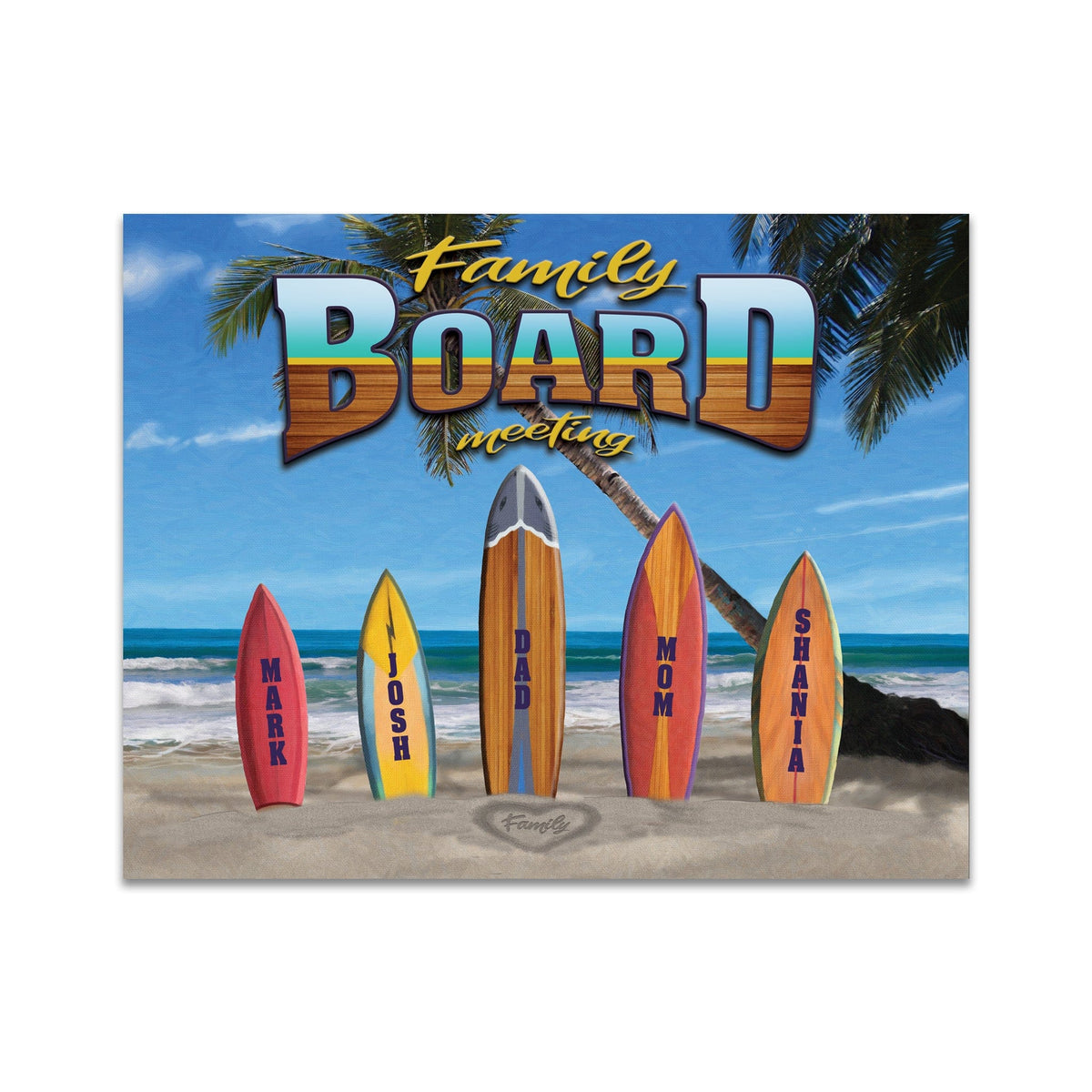 Family Board Meeting | Personalized Beach Surf Sign from Personal Prints