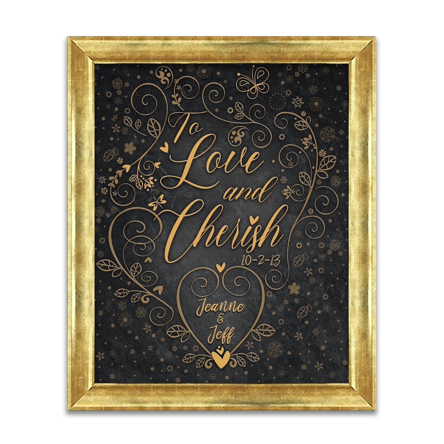 To Love and Cherish | Personalized Wedding Gift | Framed Canvas Personalized Art for Weddings