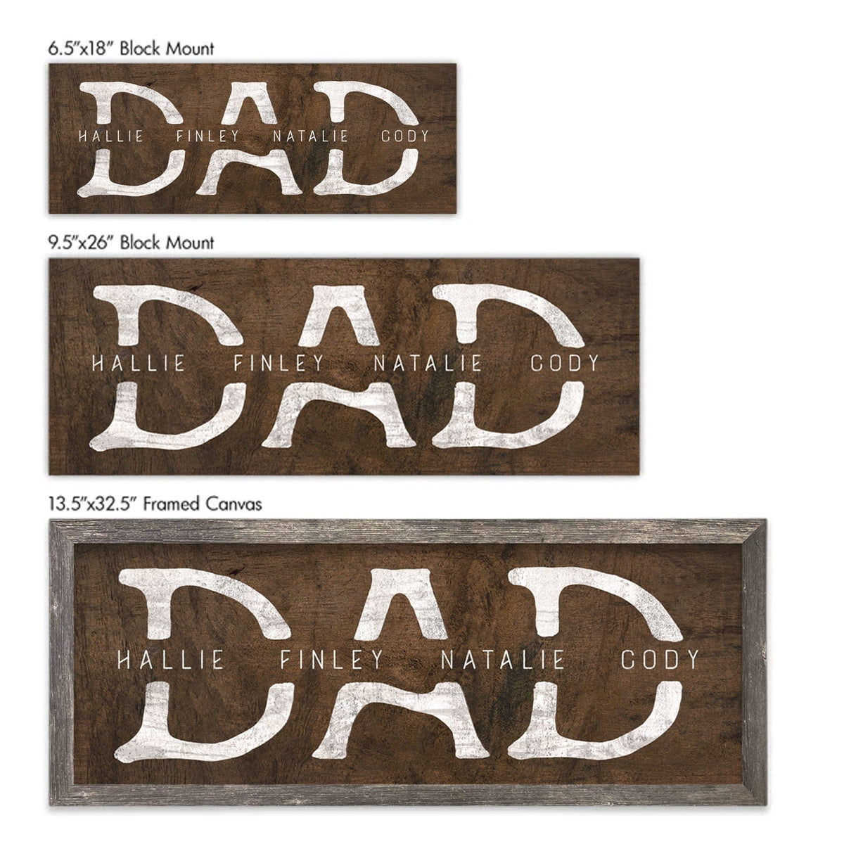Personalized Dad Gift Size Options