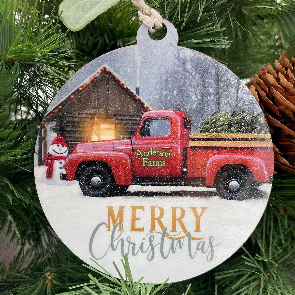 Red Truck Personalized Christmas Tree Ornament