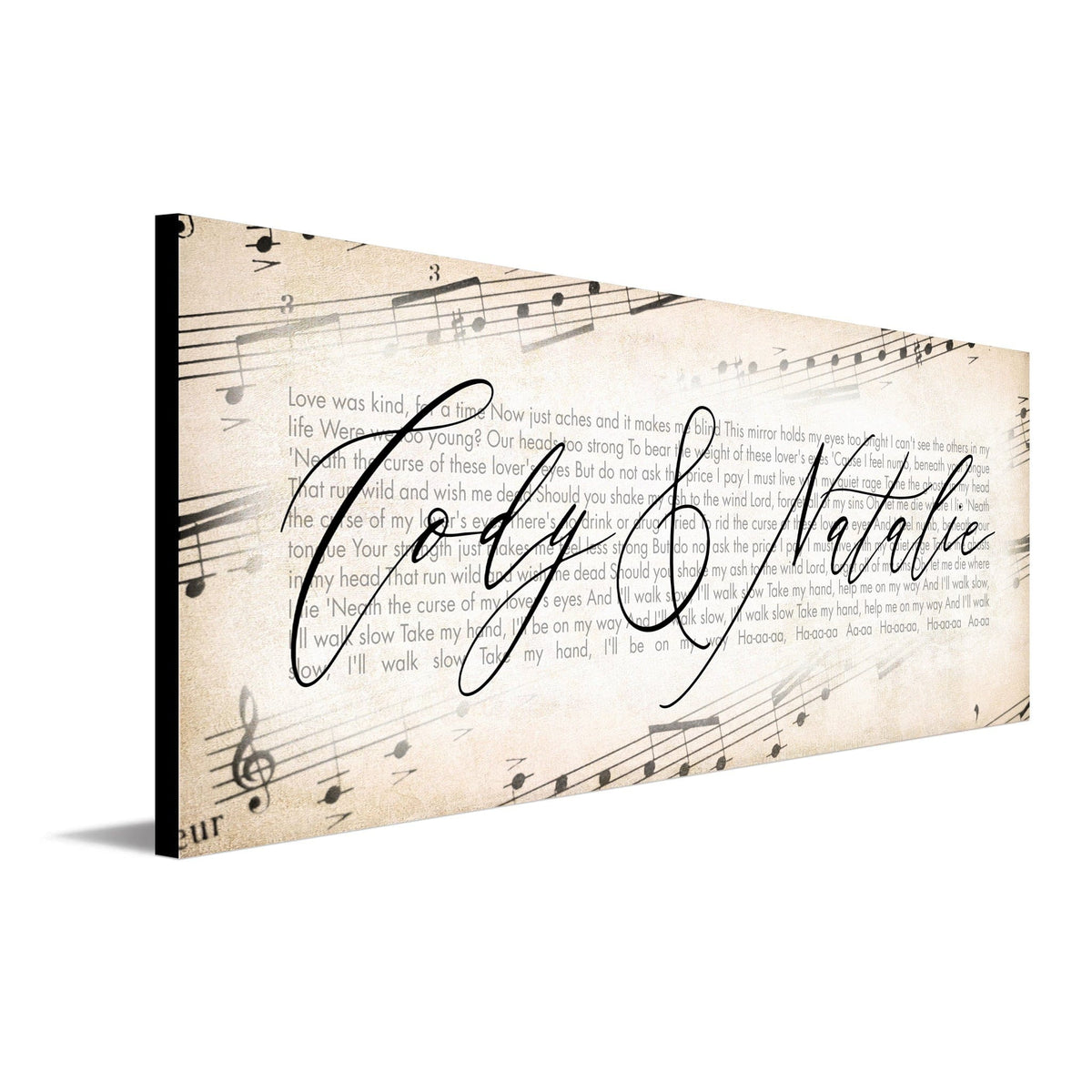 Romantic Personalized Gift from Personal Prints features your names and your song in the art