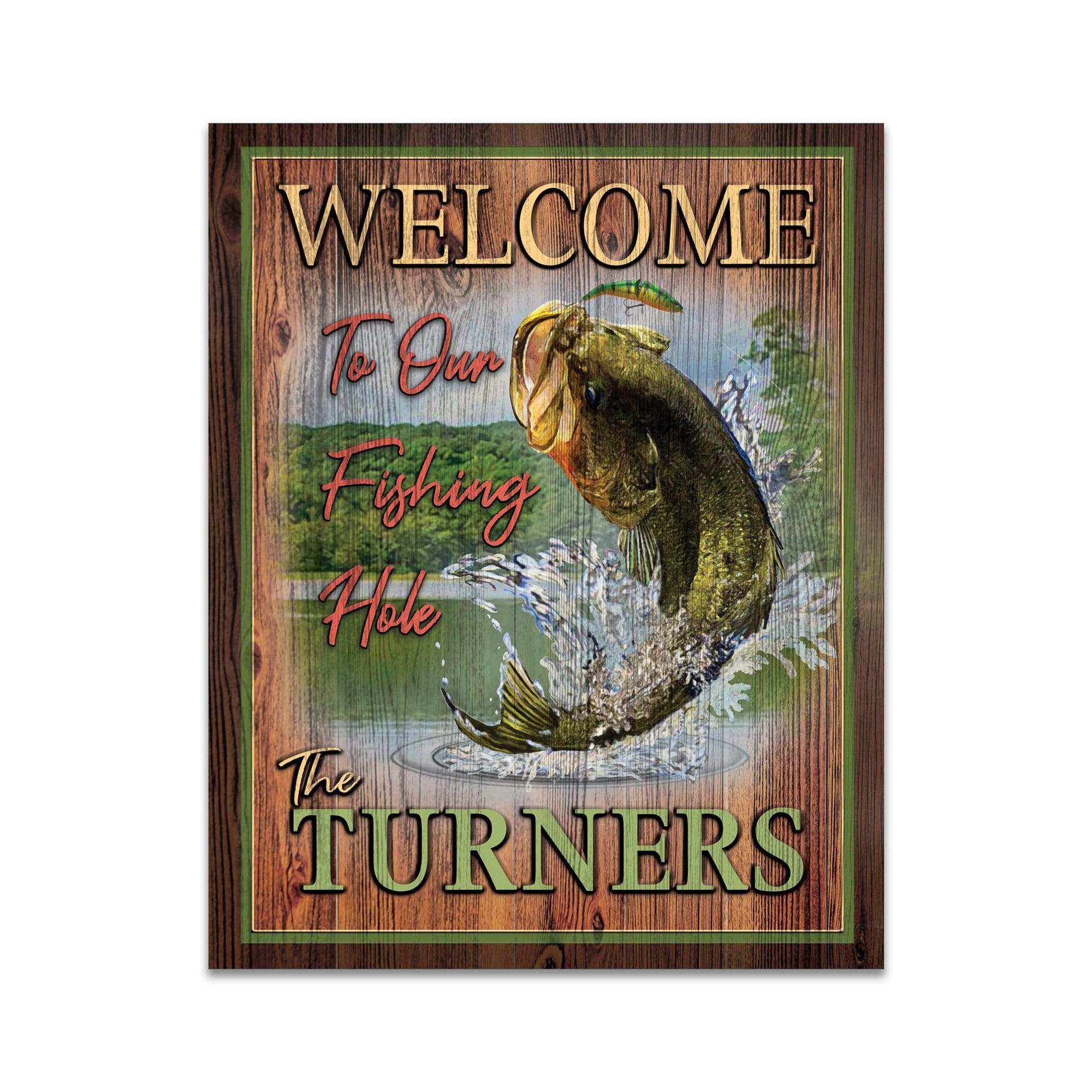 Vintage Bass Fishing Sign with Customization from Personal Prints