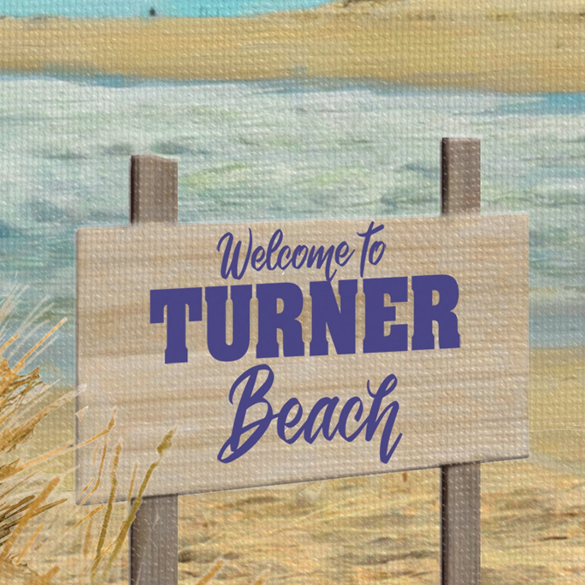 Detail of the personalized Beach sign in the art