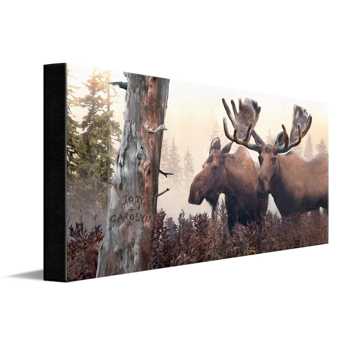 Personal-Prints art 16&quot;x32&quot; Stretched Canvas Alaskan Moose Pair