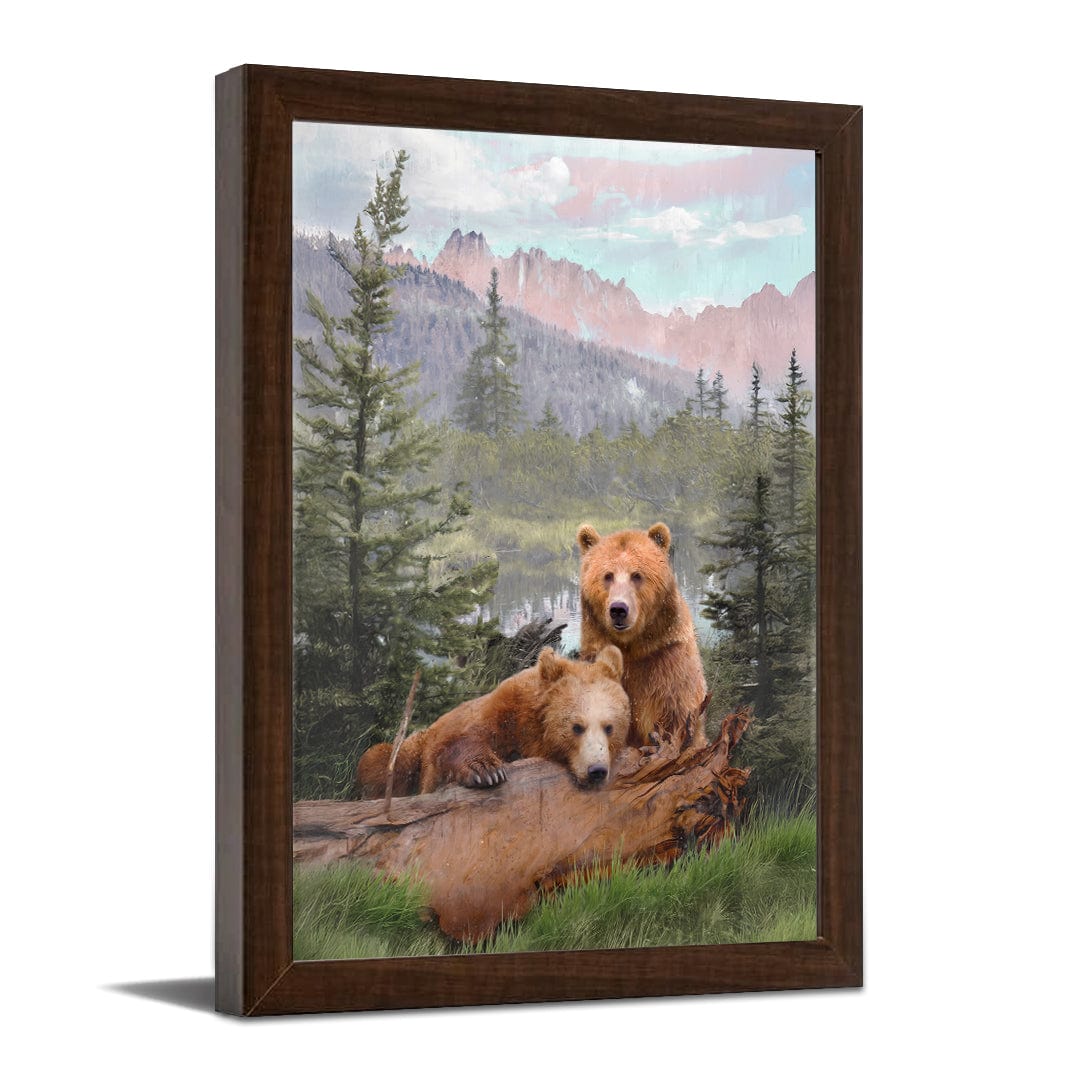 Personal-Prints art 11&quot;x14&quot; Framed Paper Print Alpine Lake Bears