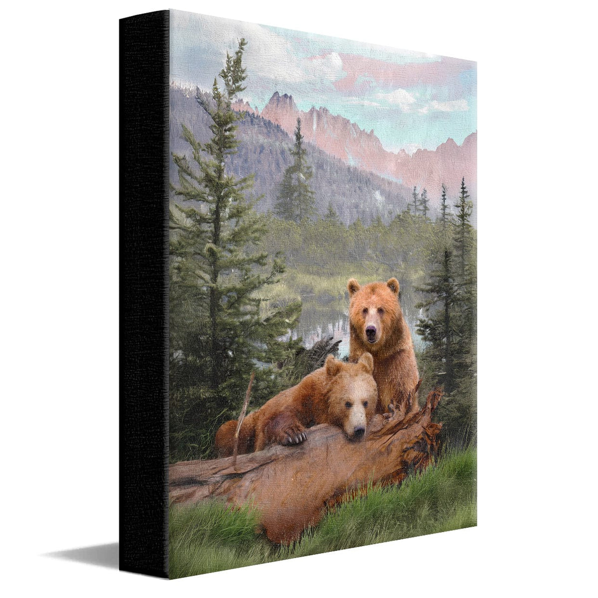Personal-Prints art 11&quot;x14&quot; Stretched Canvas Alpine Lake Bears