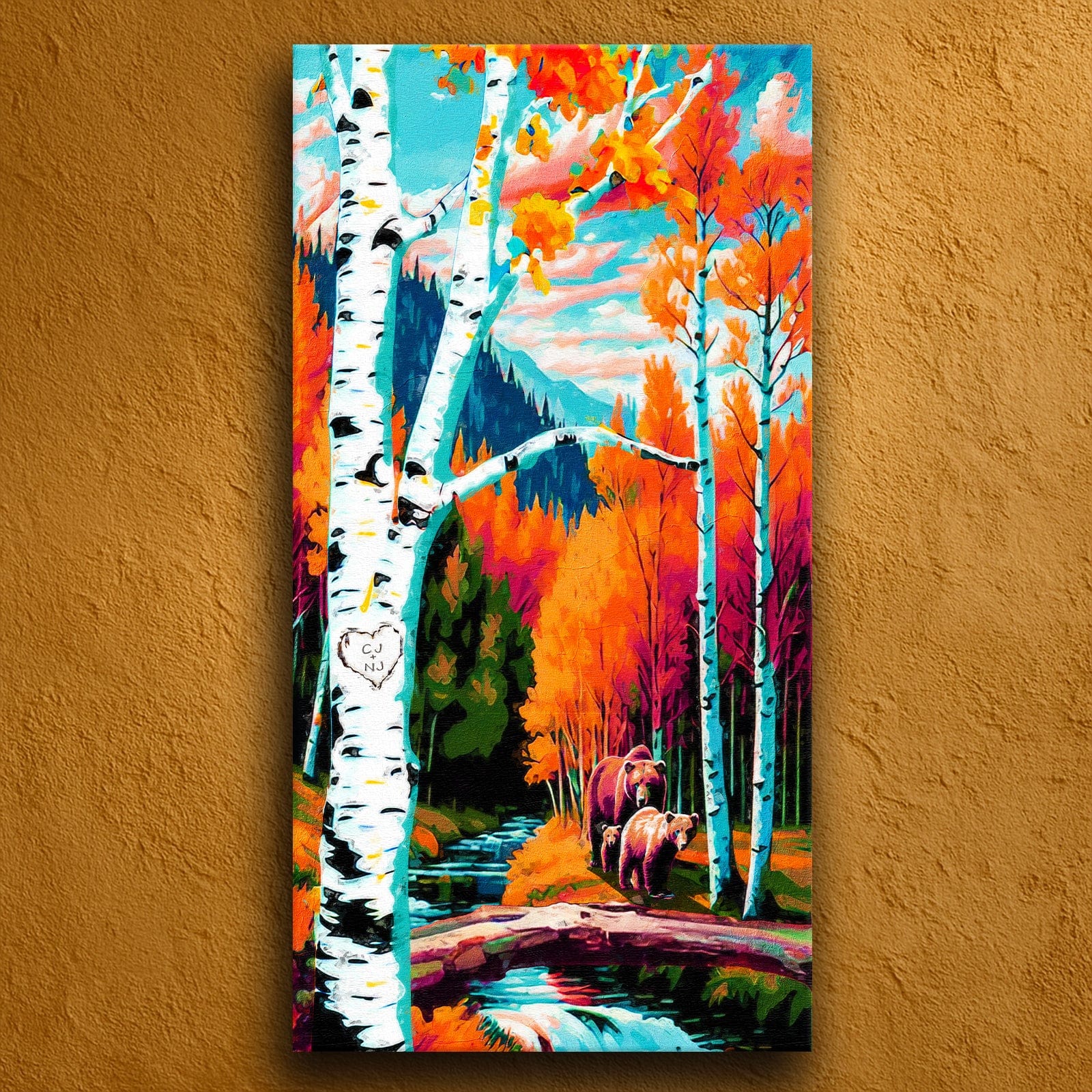 Personal-Prints art 16"x32" Stretched Canvas Autumn Bears