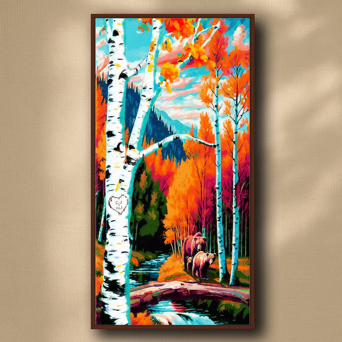 Personal-Prints art 16&quot;x32&quot; Float Framed Canvas Autumn Bears