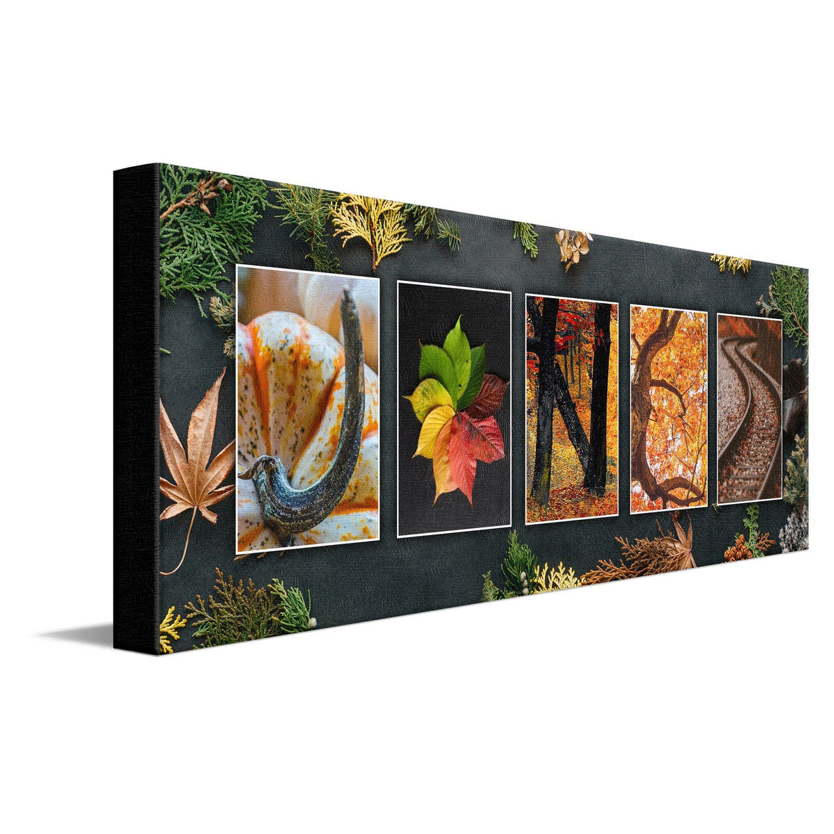 Personal-Prints art 10&quot;x30&quot; Stretched Canvas Autumn / Fall Letters Name Art Print