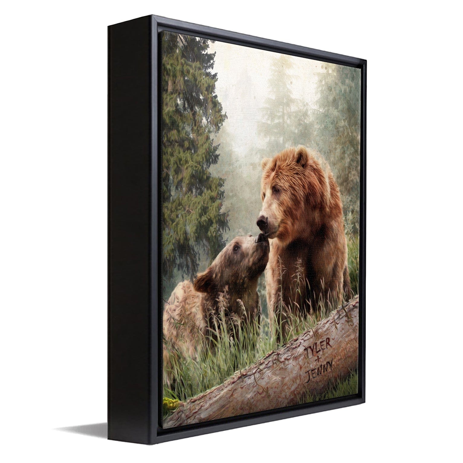 Personal-Prints art 12"x16" Float Framed Canvas Back Country Bear Couple