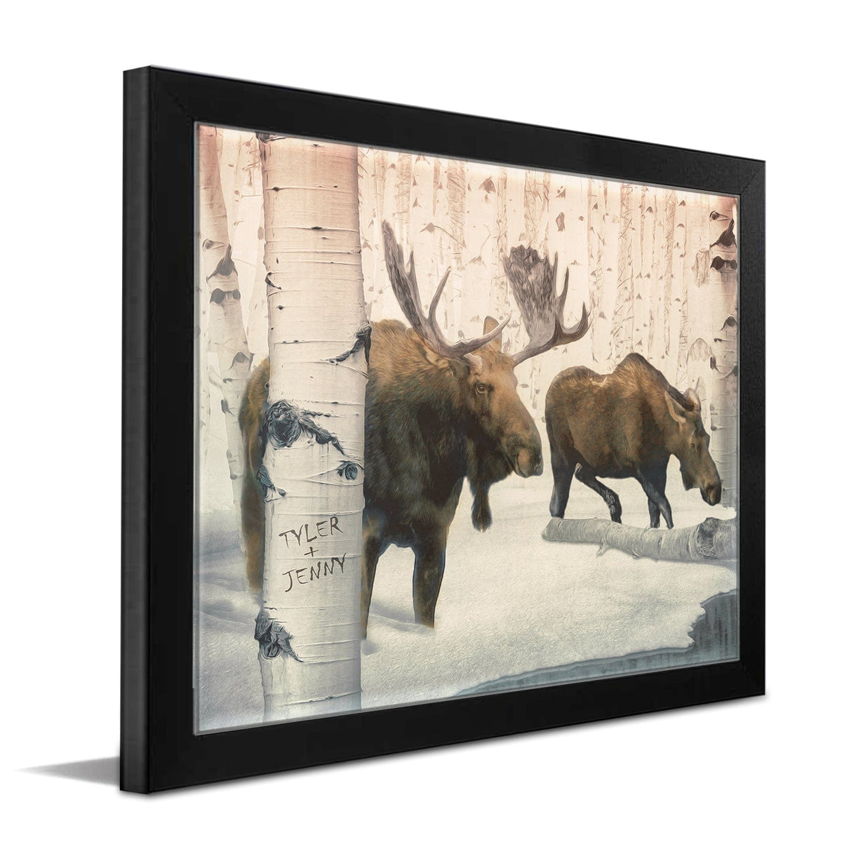 Personal-Prints art 11&quot;x14&quot; Framed Paper Print Back Country Moose Couple