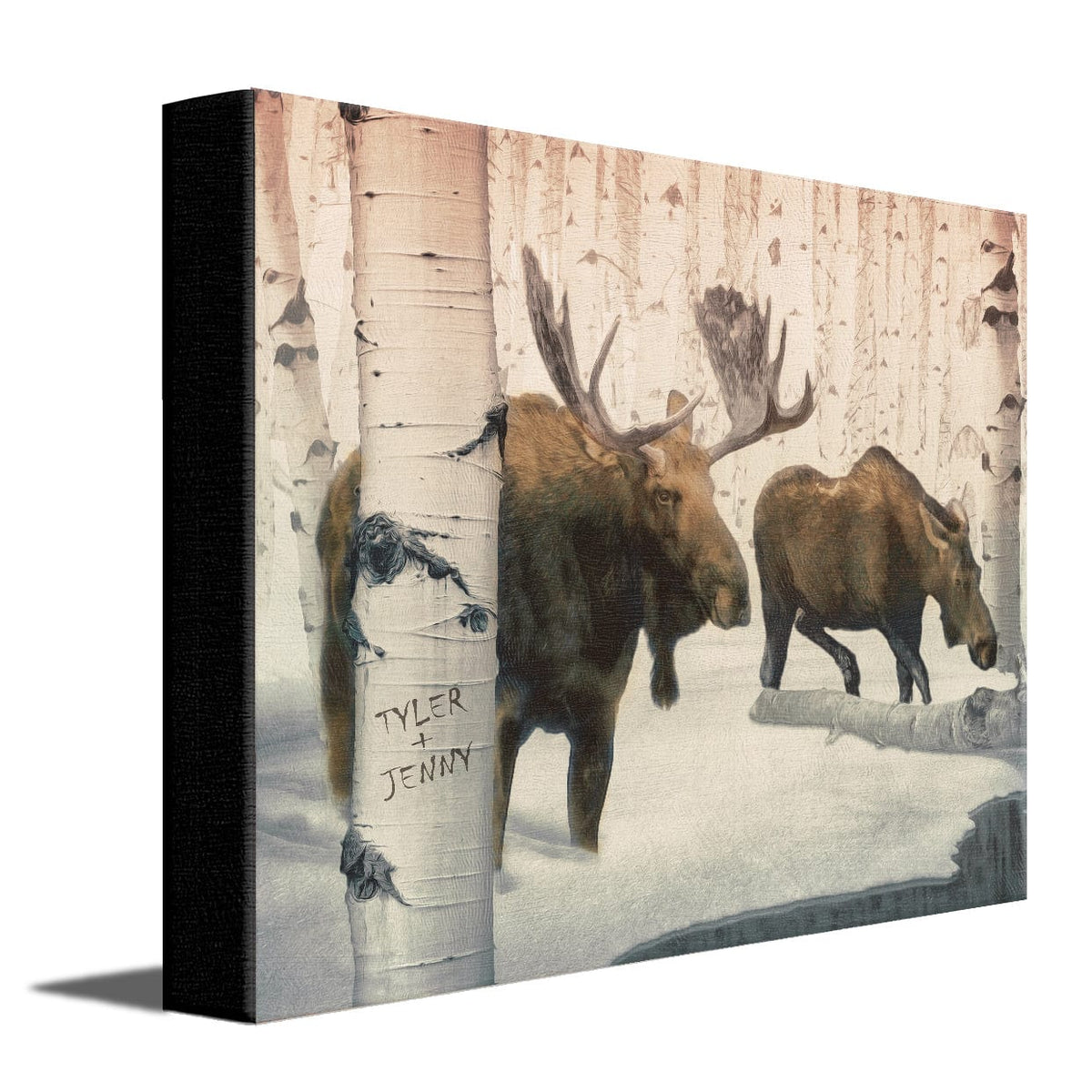 Personal-Prints art 11&quot;x14&quot; Stretched Canvas Back Country Moose Couple