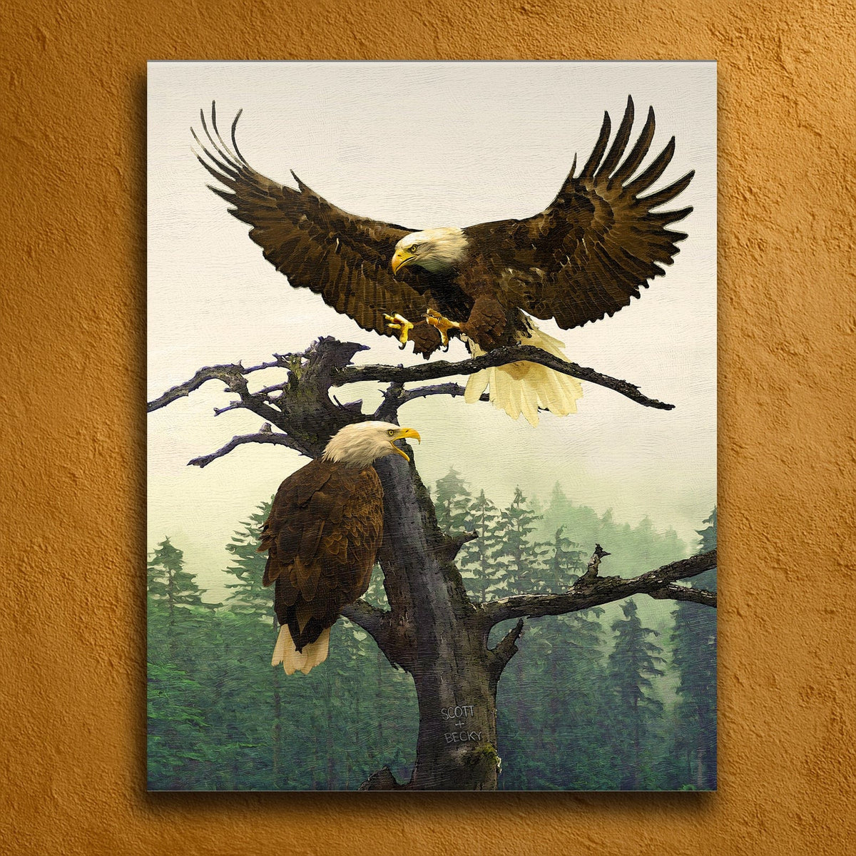 Personal-Prints art 16&quot;x20&quot; Stretched Canvas Bald Eagle Couple