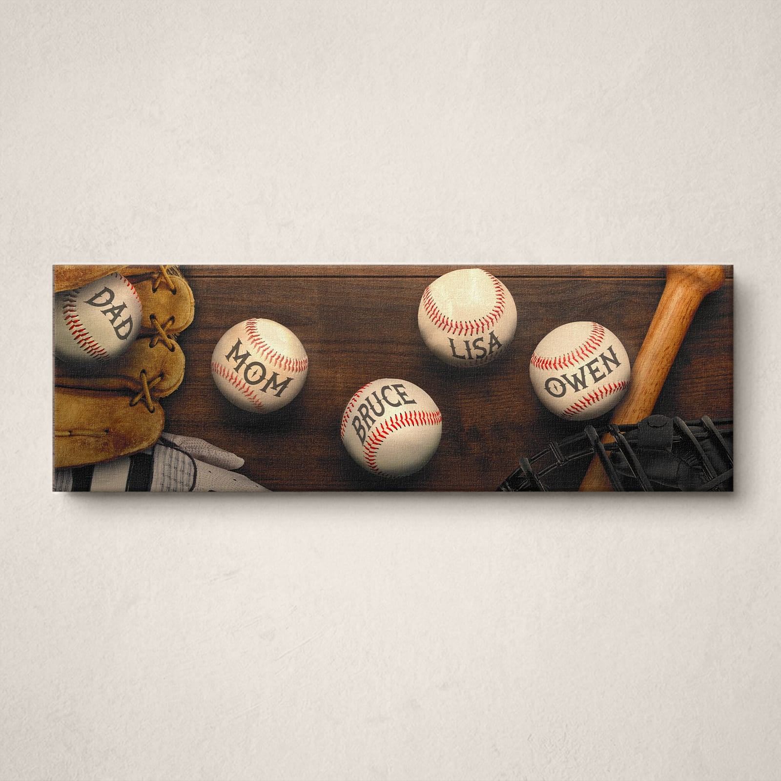 Personal-Prints art Baseballs Dad & Children Sign