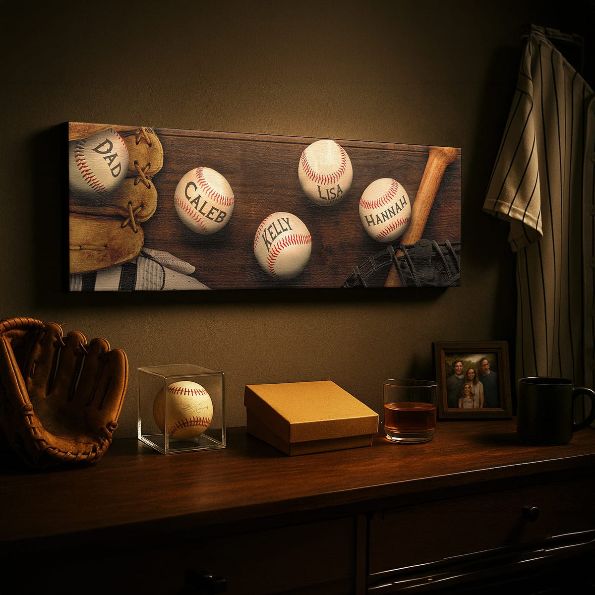 Personal-Prints art Baseballs Dad & Children Sign