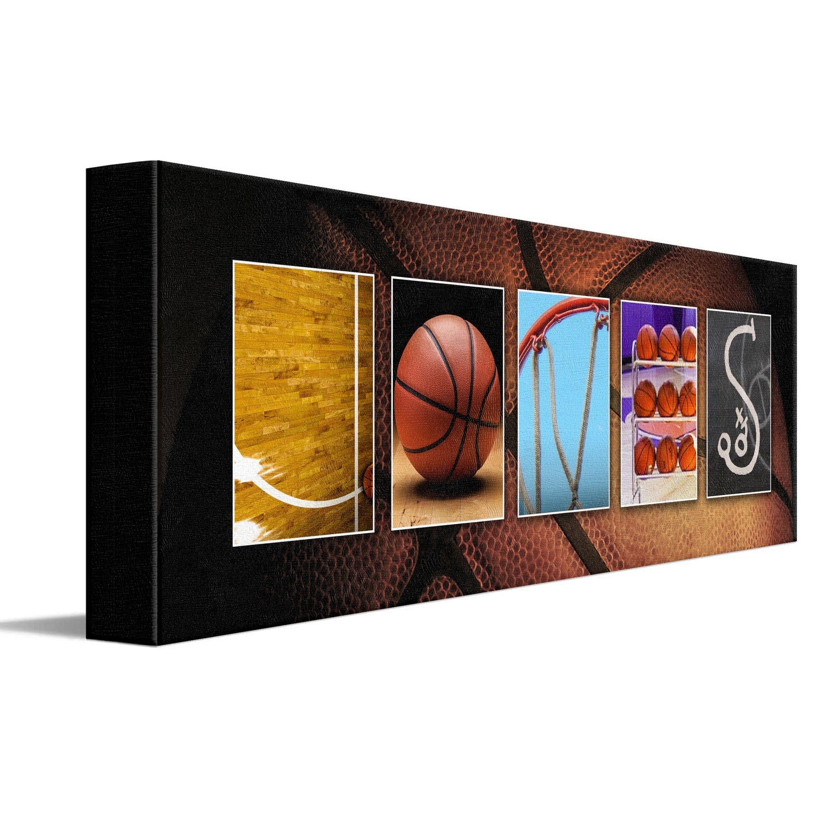 Personal-Prints art 6"x18" Stretched Canvas Basketball Letter Name Print