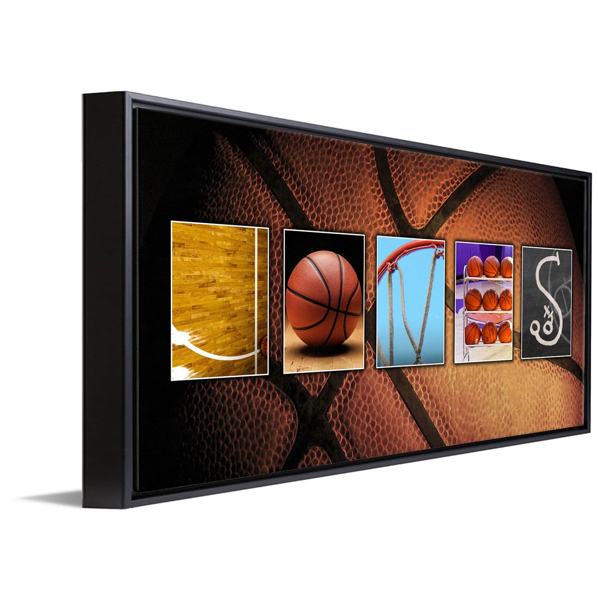 Personal-Prints art 16&quot;x32&quot; Float Framed Canvas Basketball Letter Name Print