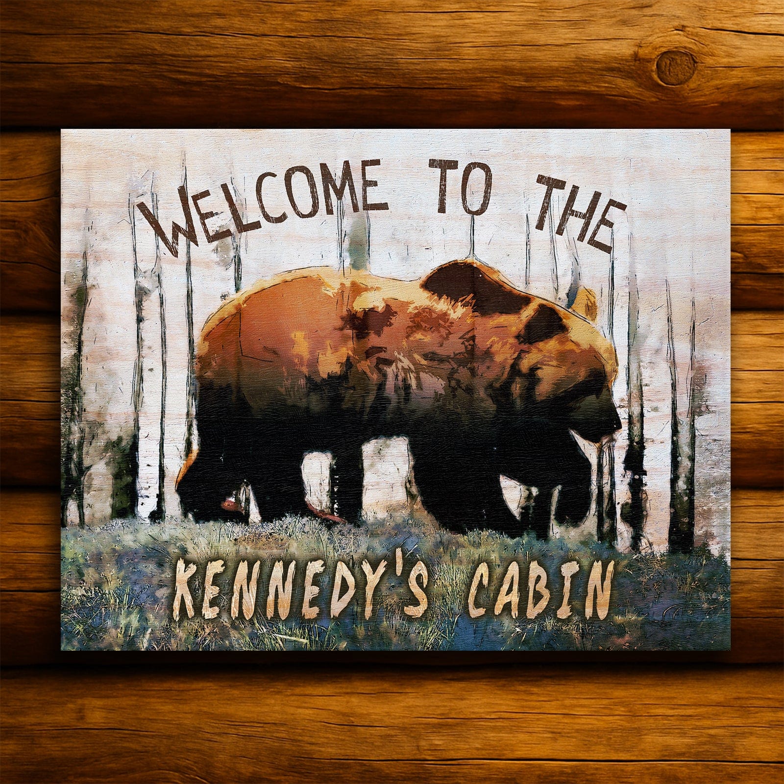 Personal-Prints art Bear Cabin Personalized Sign