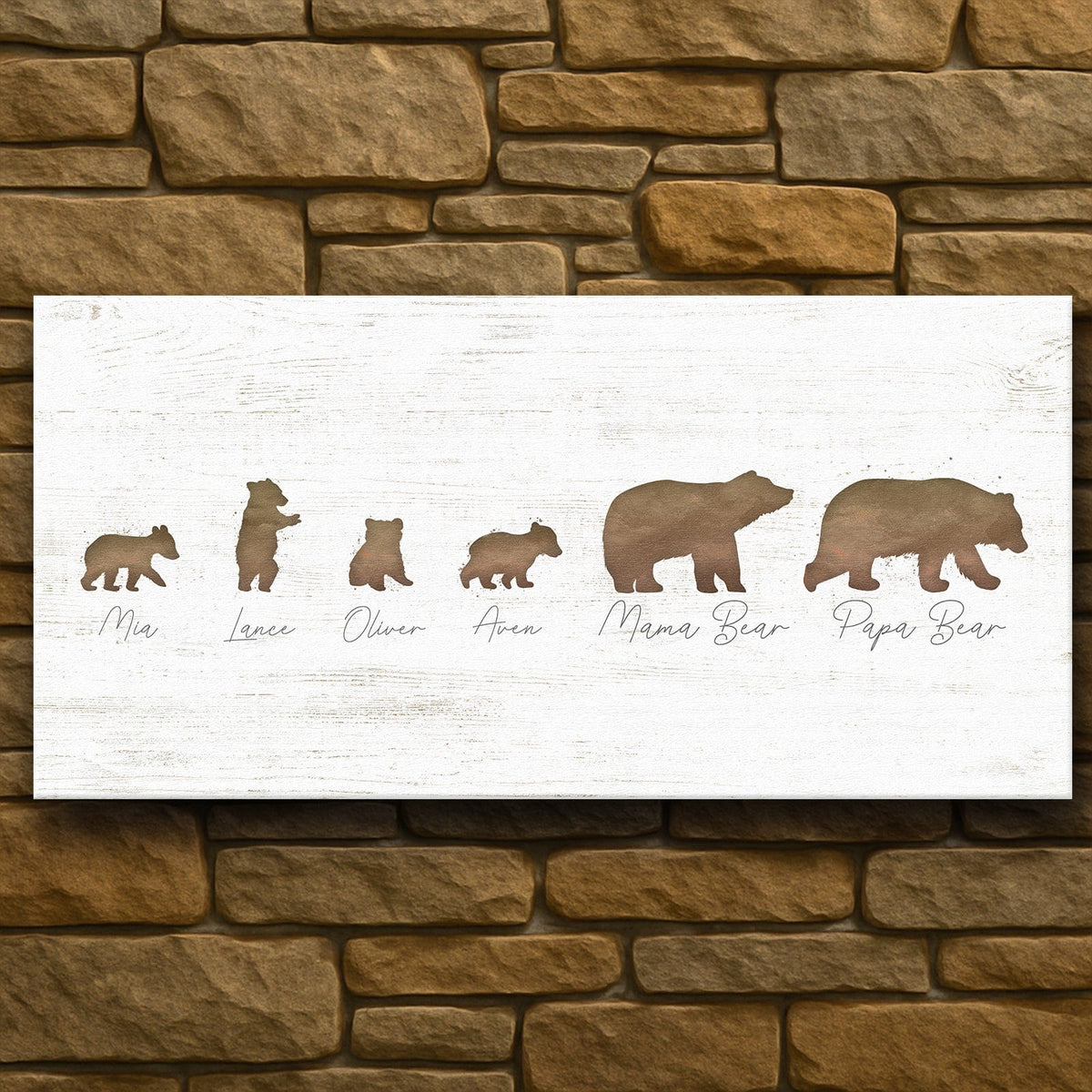 Personal-Prints art 16&quot;x32&quot; Stretched Canvas Bear Family