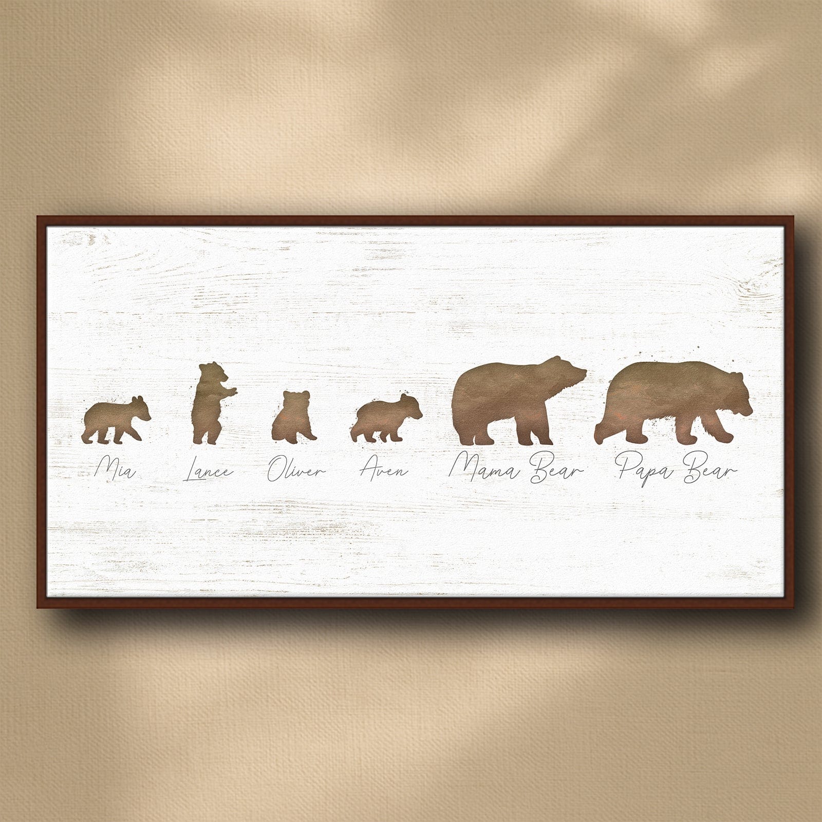 Personal-Prints art 16"x32" Float Framed Canvas Bear Family