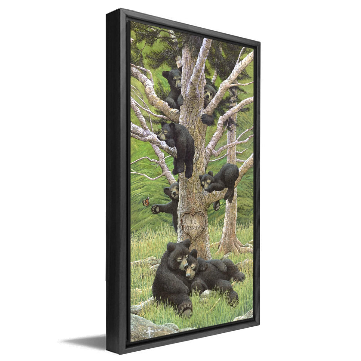 Personal-Prints art 16&quot;x32&quot; Float Framed Canvas Bear Family Tree