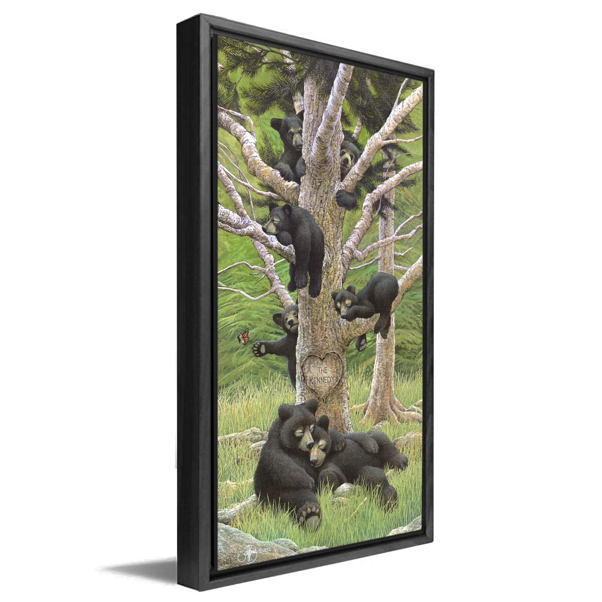 Personal-Prints art 16"x32" Float Framed Canvas Bear Family Tree